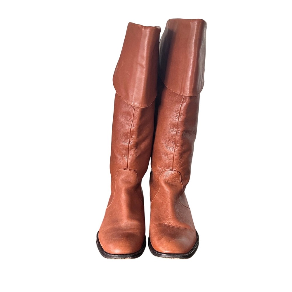 Coach Brown Leather Foldover Riding Boots Women US Size 7.5‎ B